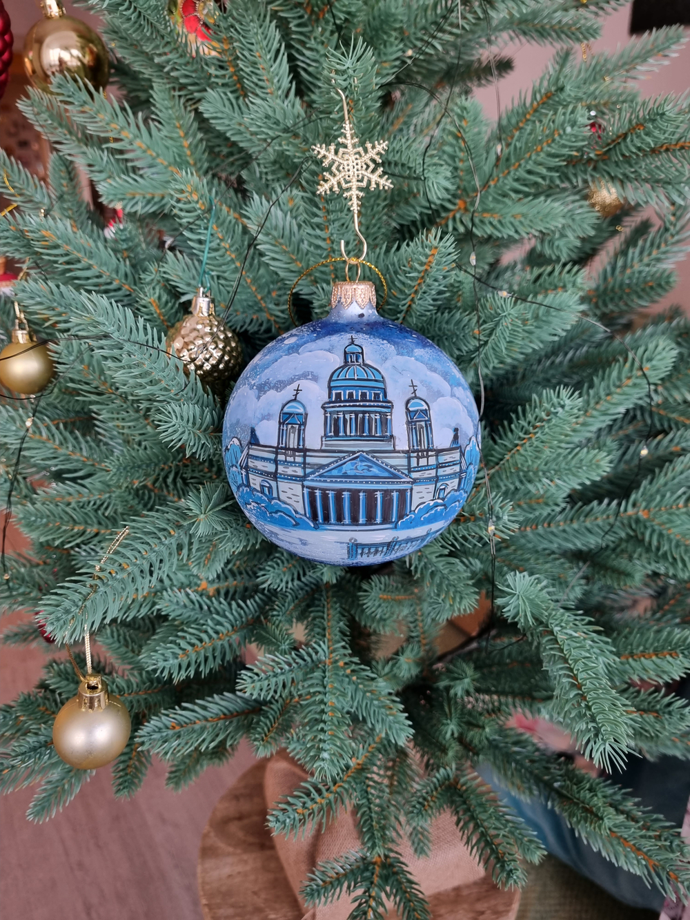 Шар стеклянный "Исакиевский собор",  ручная роспись