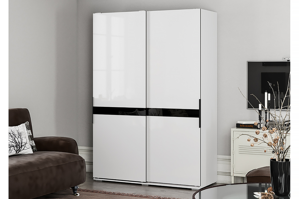 Шкаф-купе Оскар 1,5м белый/глянец белый