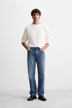 ZARA ДВУХСЛОЙНАЯ ФУТБОЛКА ИЗ РЕЛЬЕФНОЙ ТКАНИ, ЖЕЛТОВАТО-БЕЛЫЙ