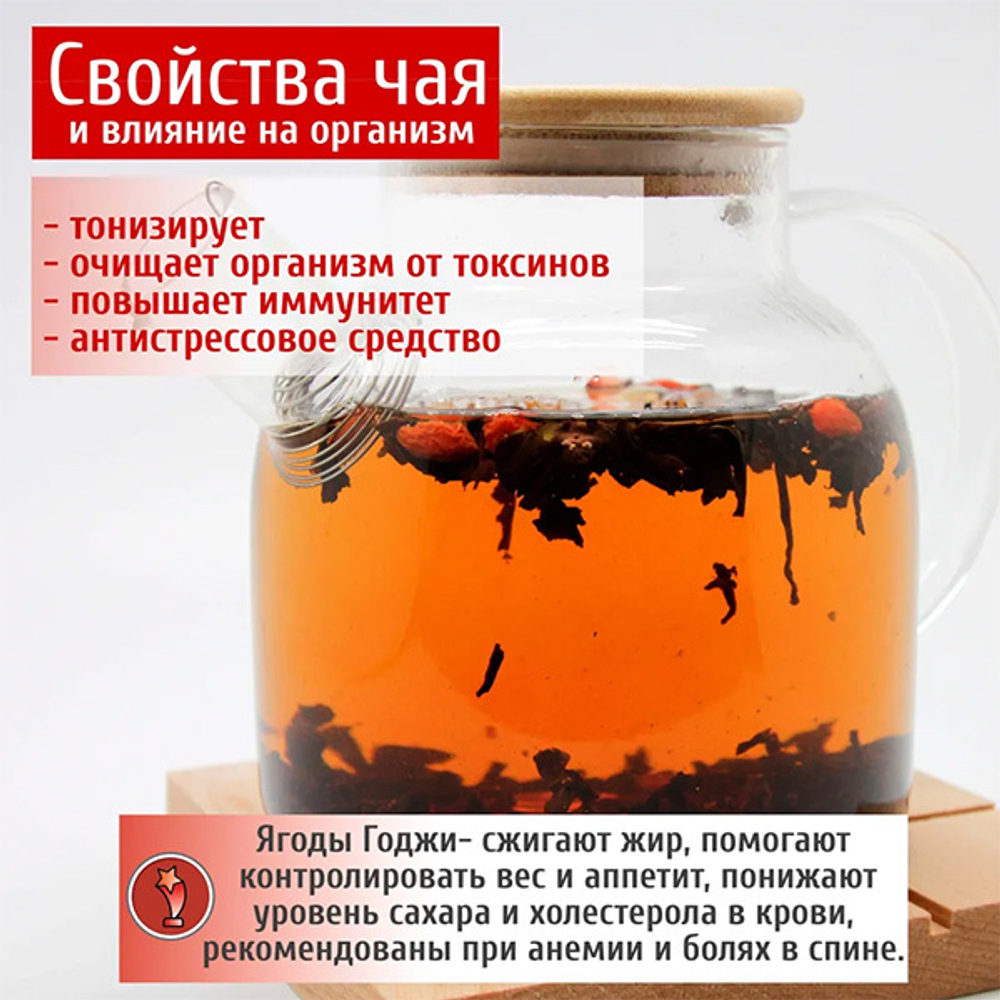 Черный ароматизированный чай Годжи-земляника Конунг 500г