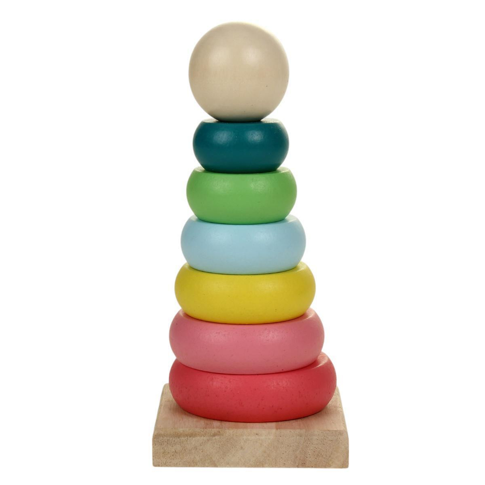 Пирамидка дер. круглая 7 колец + основание, C-41692