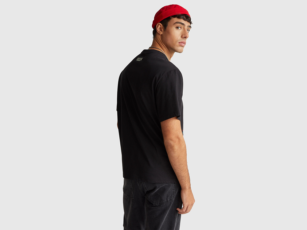 Benetton Футболка классического кроя из 100% хлопка с принтом Stranger Things, черный