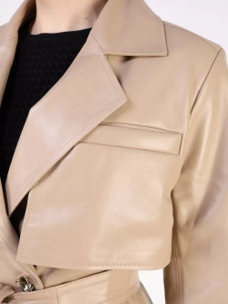 Кожаная куртка осень Турция тренч короткий