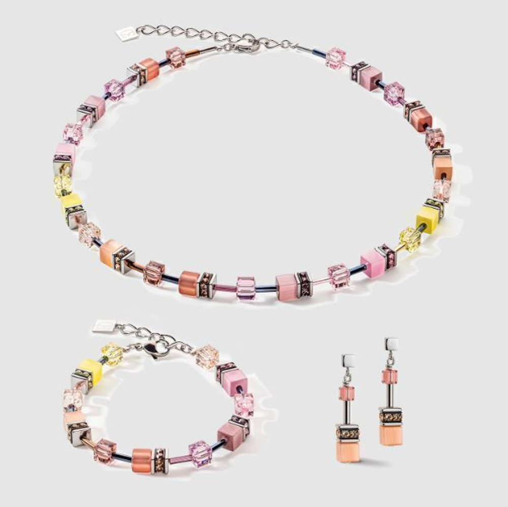 Серьги-пусеты Coeur de Lion Lilac-Yellow 2838/21-0847 цвет розовый, желтый, серебряный