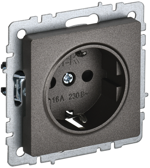 BRITE Розетка 1-местная с заземлением с защитными шторками 16А РС14-1-0-БрТБ темная бронза IEK