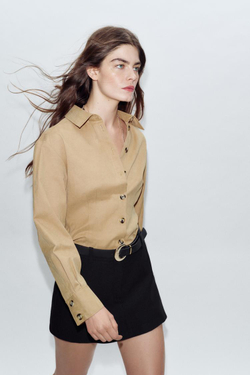 ZARA ЮБКА-ШОРТЫ С РЕМНЕМ, ЧЕРНЫЙ