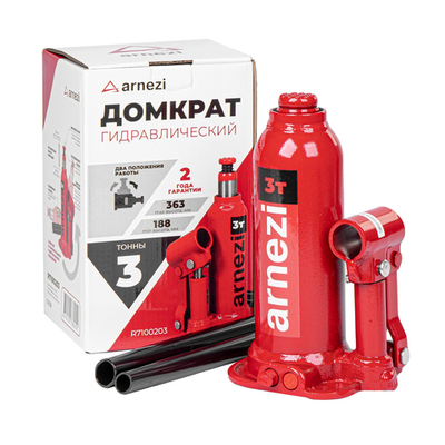 Домкрат гидравлический бутылочный 3т 188-363мм ARNEZI R7100203