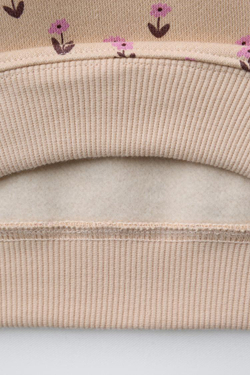 ZARA ТОЛСТОВКА ПОЛО ЦВЕТЫ, ЦВЕТ СЛОНОВОЙ КОСТИ