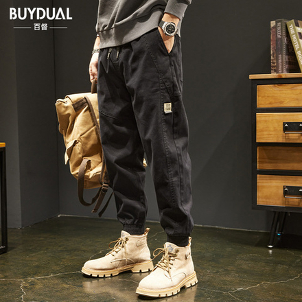 Мужские повседневные брюки на осень, в японском стиле, модные, свободного кроя, больших размеров, зауженные, стильные брюки-карго, длинные брюки для весны и осени, мужской стиль.