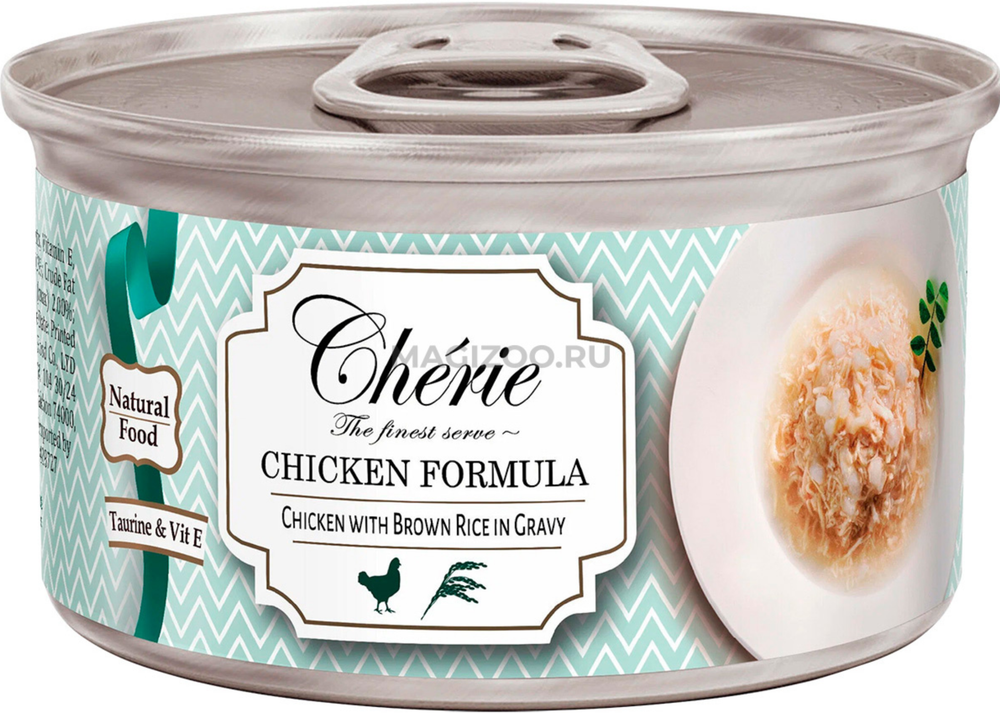 Cherie Рубленная курица с бурым рисом в подливе 80г.