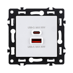 Розетка USB A+C 65W, белый Kollinger Asthetik AS-024WH