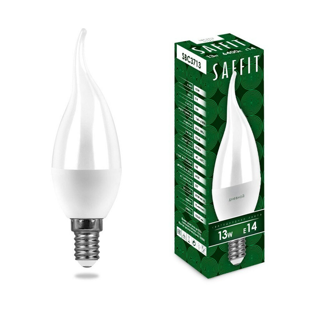 Лампа светодиодная. 13W 230V E14 6400K на ветру C37T. SBC3713