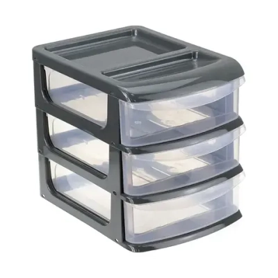 Универсальный бокс большой (3 секции) графитовый (комплект 3 шт)