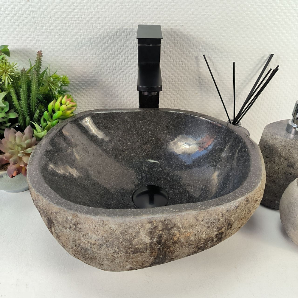 Каменная раковина из речного камня RS-05426 (36*31*15) 0855 из натурального камня
