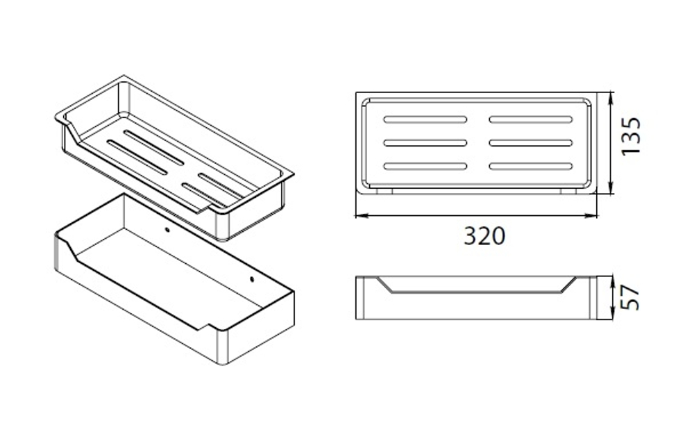Полка прямоугольная Fixsen Hotel одноэтажная, хром (FX-31003C)