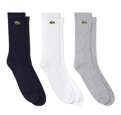 Теннисные носки Lacoste Sport High Cut Socks 3P - grey chine/white/navy blue