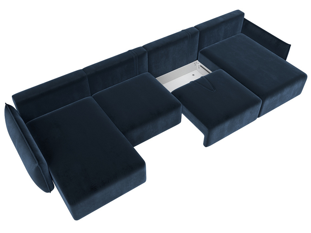 Диван П-образный Лига-051 НПБ Лонг ВЕЛЮР TOWER 13 синий
