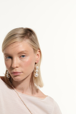 Серьги 3 крупные жемчужины, золото