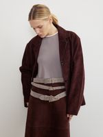 БАЗОВЫЙ РЕМЕНЬ С ТРЕУГОЛЬНОЙ ПРЯЖКОЙ ЗАМША СЕРЫЙ