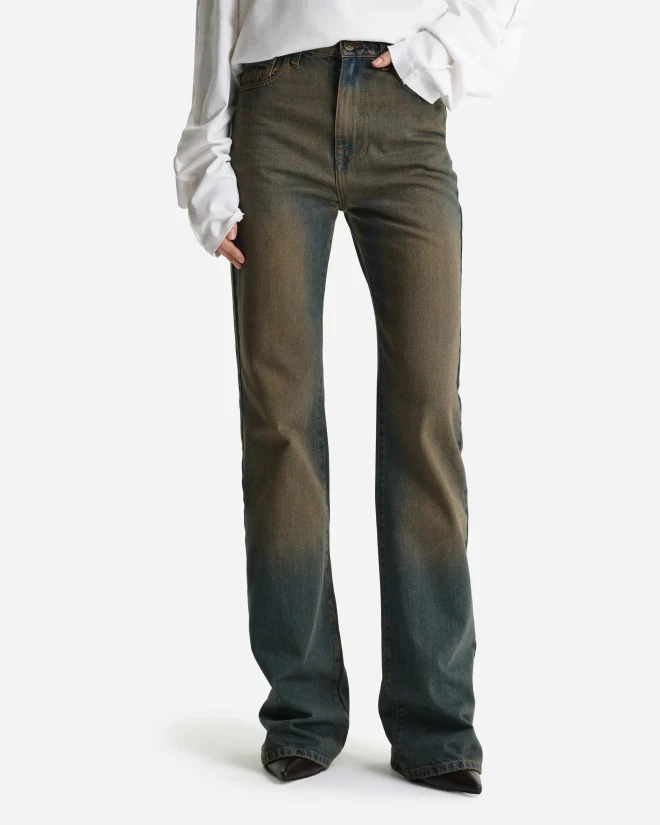 Джинсы bootcut с эффектом ржавчины