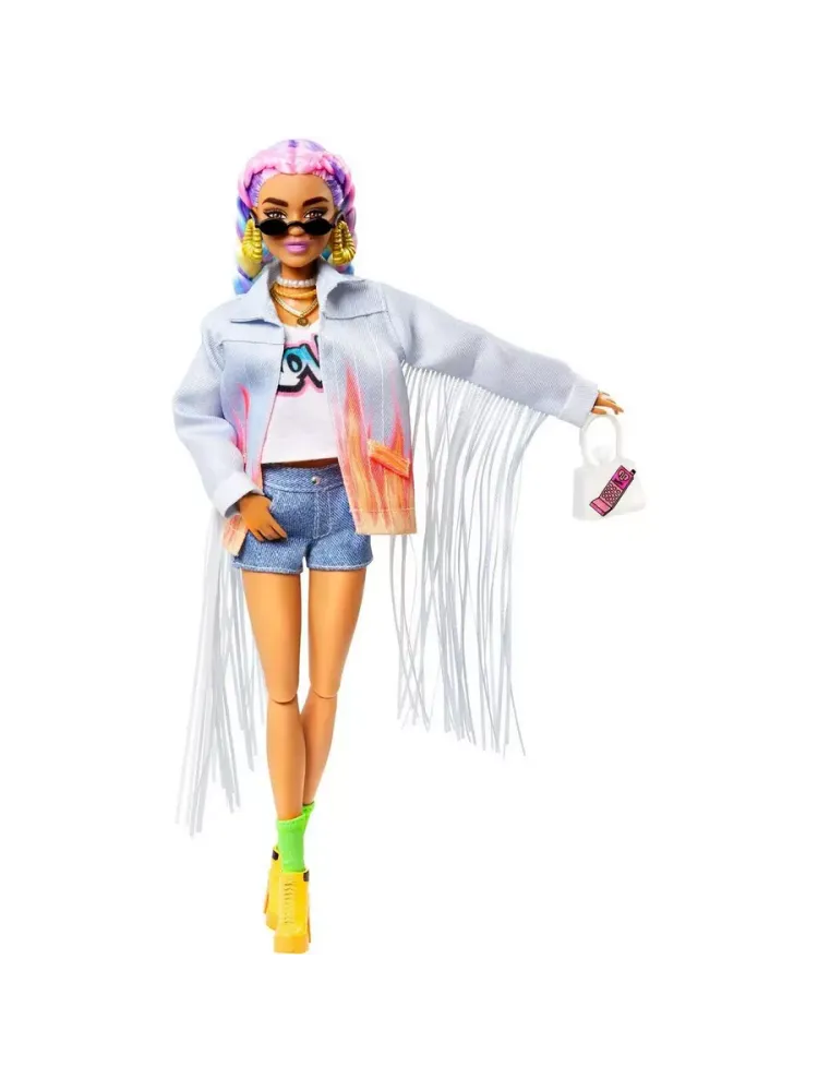 Кукла Барби Экстра с радужными косичками GRN29