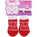 Носочки для животных «LAPUSIK», принт олененок, цвет красный, размер m, 3см