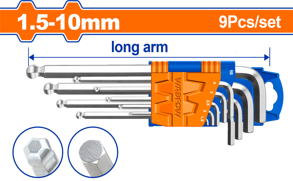 Набор шестигранников TORX Long WADFOW WHK2291 Т10-Т50