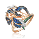 Кольцо «Ирис» из красного золота с фианитами