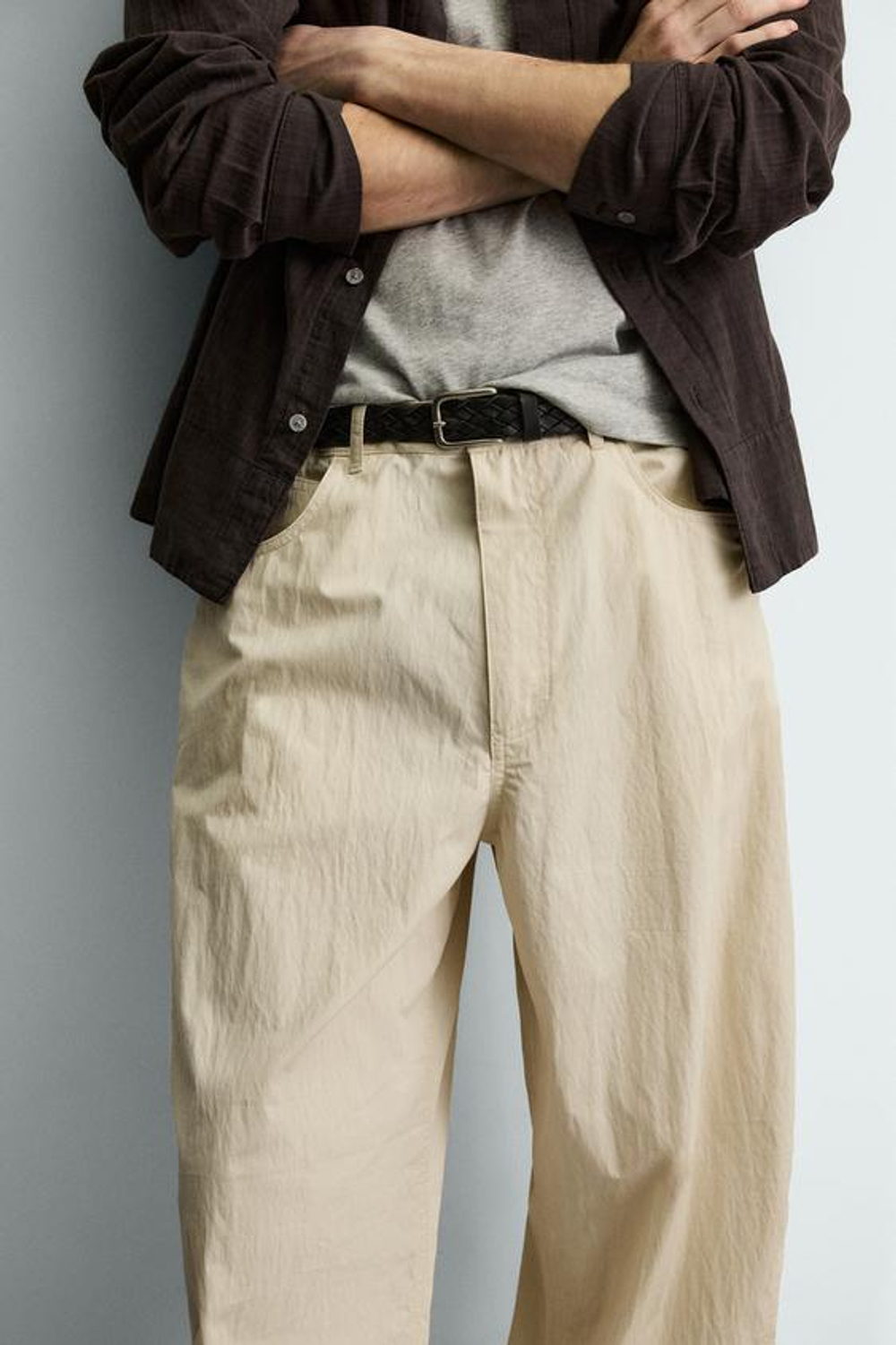 ZARA БРЮКИ CURVED FIT, ЭКРЮ