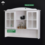 Шкаф Лена двухдверный из массива сосны, с 3 полками (верхняя часть буфета Лена), белый воск