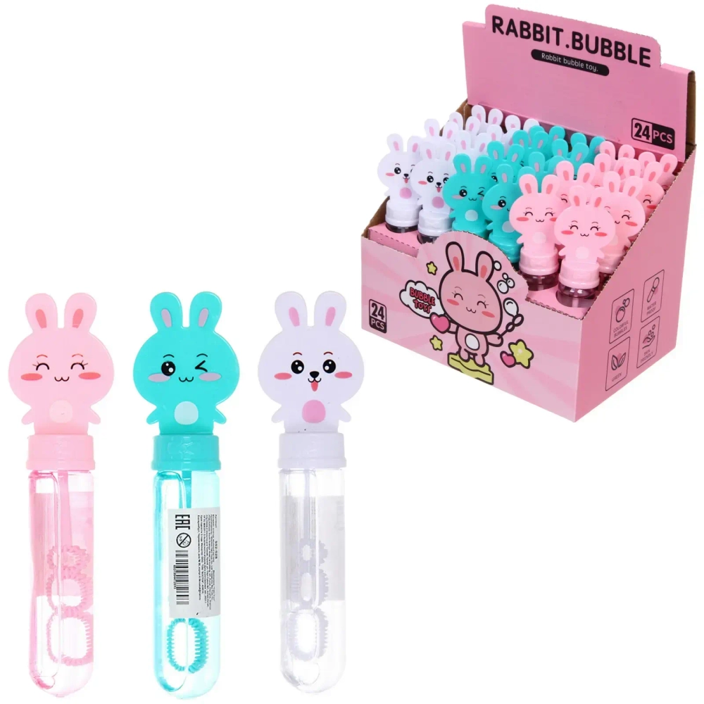 Мыльные пузыри «Зайчонок», 15 см, 40 мл, цвет микс