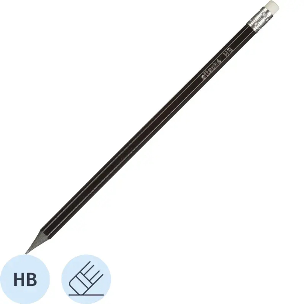 Карандаш чернографитный Attache Economy плаcтик,сласт,HB,черн.корп.,6шт/уп