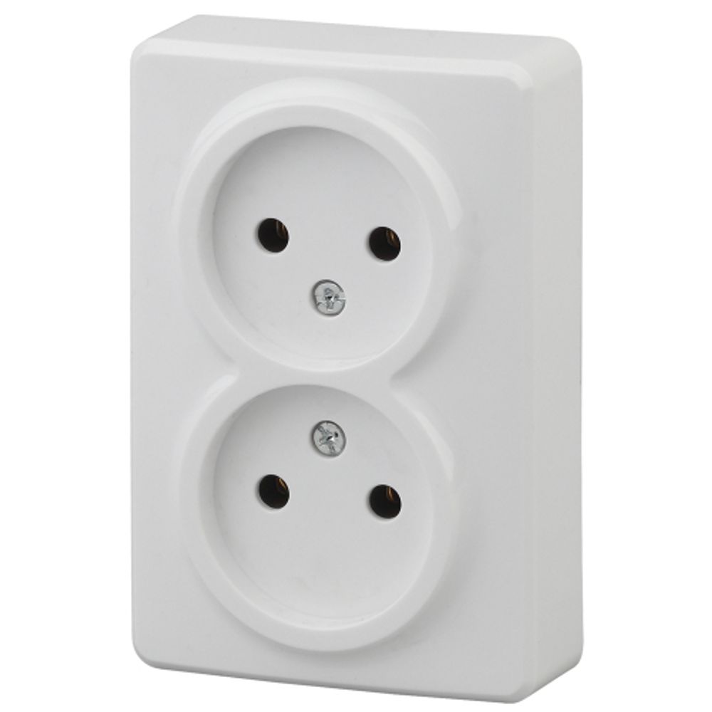 11-2202-01 ЭРА Розетка 2х2P, 16A-250В, IP20, ОУ, Эра Эксперт, белый | Эра Эксперт