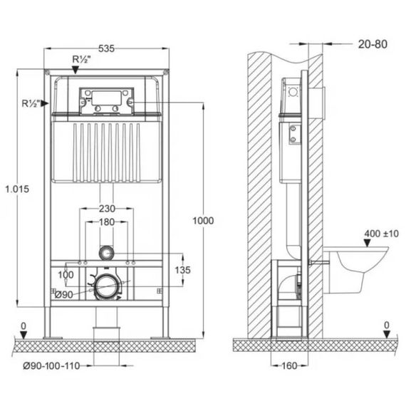 Инсталляция BETTOSERB SAVA Free Standing для подвесного унитаза купить в Москве и Московской области по низкой цене с доставкой по России — (2) Инсталляция BETTOSERB SAVA Free Standing для подвесного унитаза — (2)