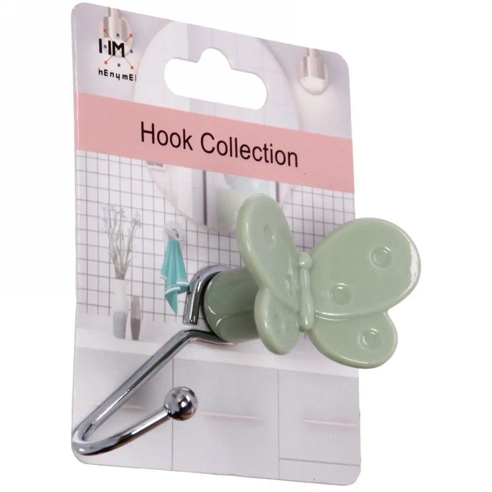 Крючок с липким слоем (1шт., нагрузка 5кг) Бабочка зеленый MH8042