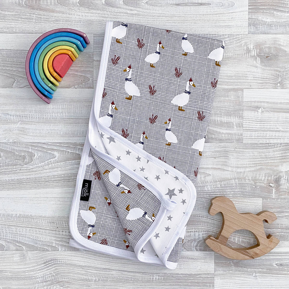 Двусторонний плед Mjölk Гуси, уценка