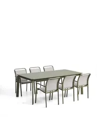 Комплект садовой мебели Brela стол и 6 стульев Luri из зеленого алюминия