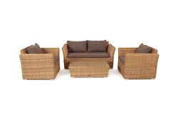 "Капучино Сингл" лаунж-зона из искусственного ротанга, цвет соломенный