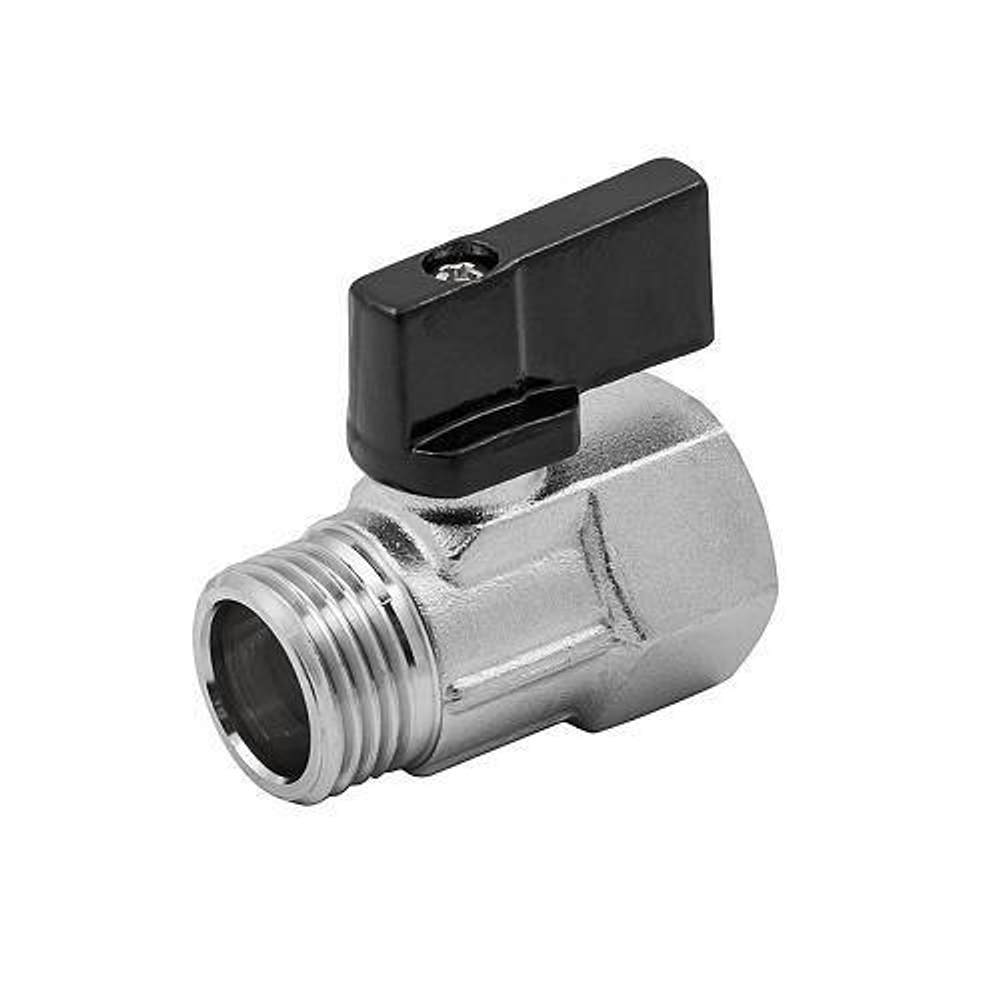 Кран шаровой ELSEN MINI - 1/2" (ВР/НР, PN10, Tmax 80°C, ручка-флажок черная)