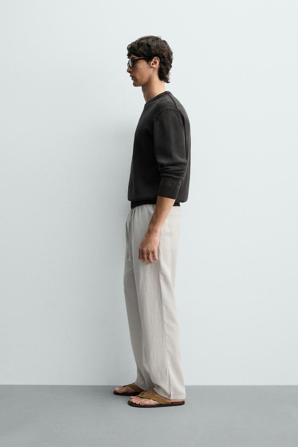 ZARA БРЮКИ REGULAR FIT ИЗ 100% ЛИОЦЕЛЛА, ЖЕМЧУЖНО-СЕРЫЙ