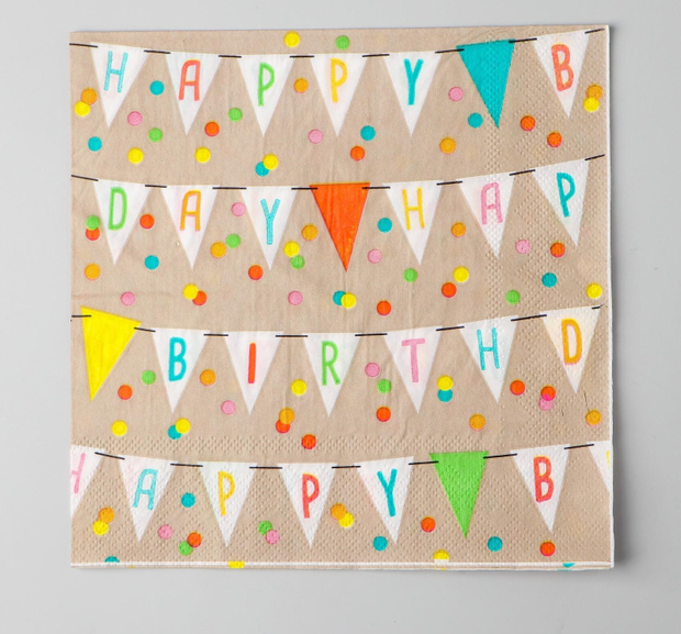 Салфетки бумажные «С днём рождения», 33х33 см, 20 шт