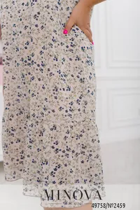 Платье 2459-кремовый- синий Minova