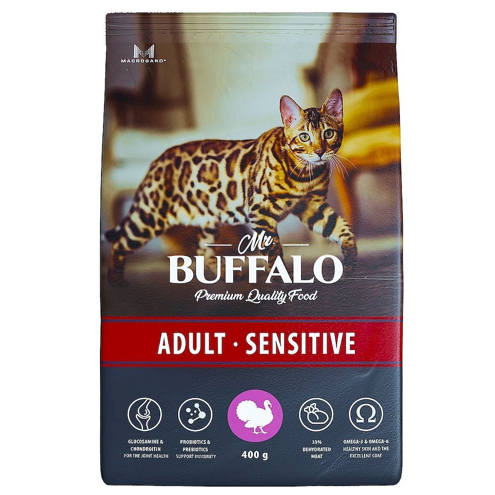 Mr.Buffalo ADULT SENSITIVE 0,4кг (индейка) д/кошек B107