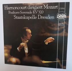 Винтажная виниловая пластинка LP Harnoncourt Dirigiert Mozart Моцарт Staatskapelle Dresden  Posthorn Serenade KV 320 (GDR 1989)