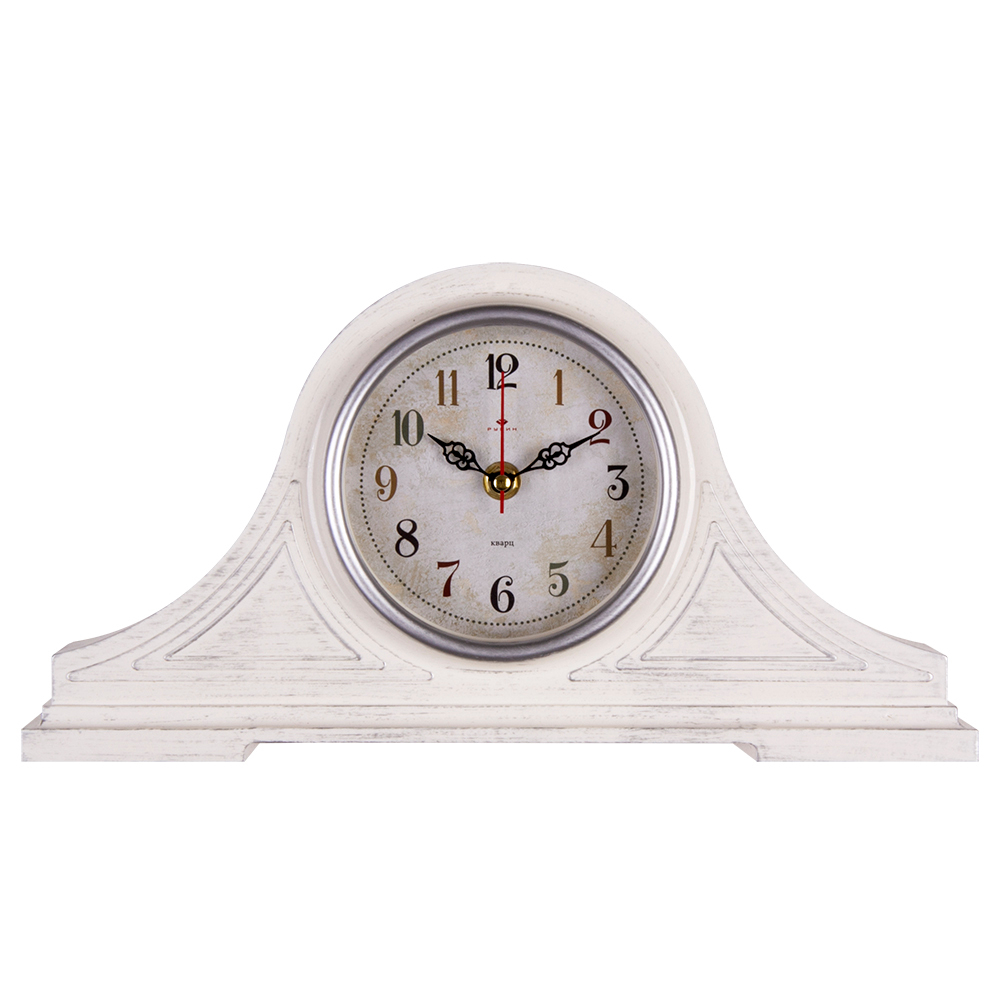 Часы настольные РУБИН 1834-005  корпус белый с серебром 35*18 см "Классика "