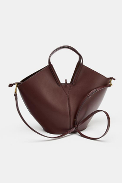 ZARA СУМКА-ШОПЕР CAPAZO, БОРДОВО-КРАСНЫЙ