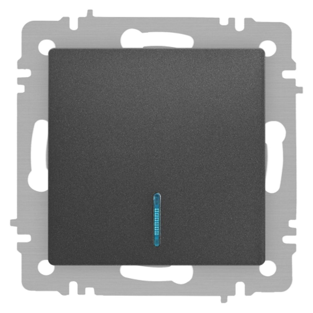Выключатель Intro Accent 6-102-07 с подсветкой, 10А-250В, IP20, СУ, AL/CU, графит | Intro