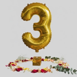 Шар цифра 3 золотой цвет