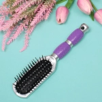 Расческа массажная «Lavanda», прямоугольная, цвет ручки фиолетовый, 23,5 см