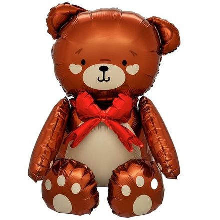 Объемная фигура "Коричневый мишка с красным бантом"